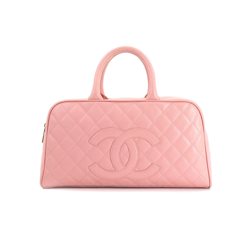 Chanel 粉色鱼子酱皮革手提包 中