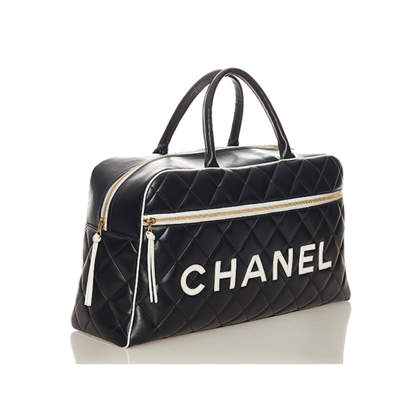 Chanel 黑色康鹏波士顿手提包 超大